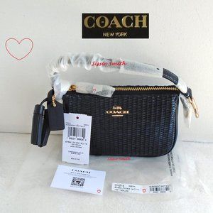 Coach Midnight Navy Straw and Leather Nolita 15 - NWT